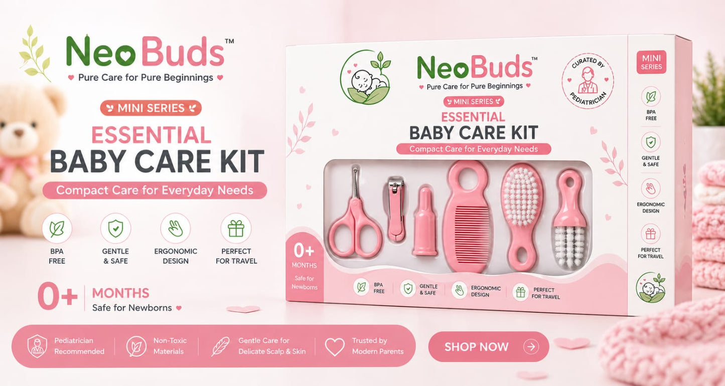 NeoBuds Essential Mini Baby Care Kit | Curated by Pediatricians | Safe For Newborn Grooming & Hygiene Kit for Babies